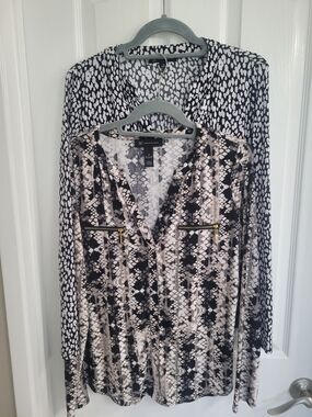 INC 2 Blouses International Concepts Women's Animal Print Zip-Pocket